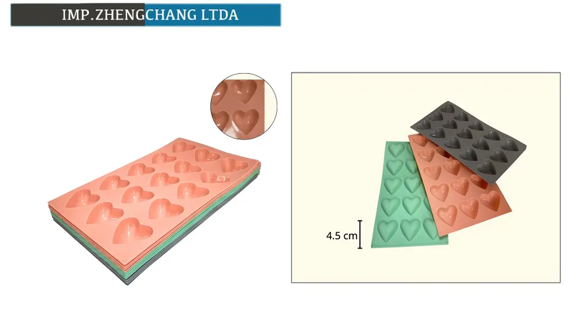 Molde de silicona con corazones para repostería (x12) 1