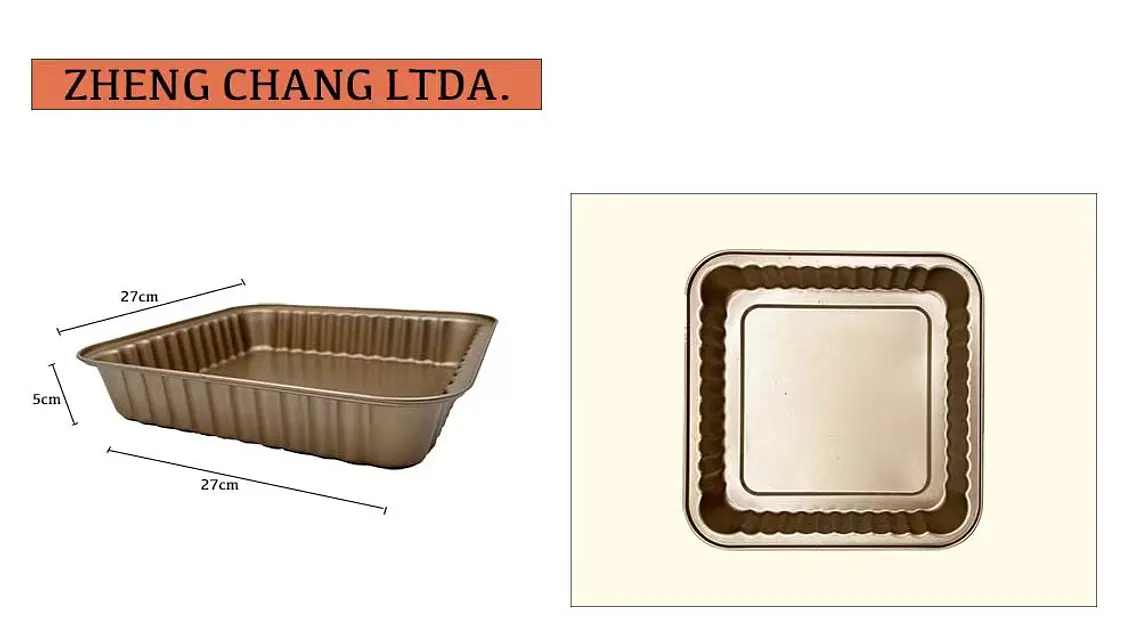 Molde cuadrado acanalado para torta, 27 × 27 × 5 cm (x5) 1