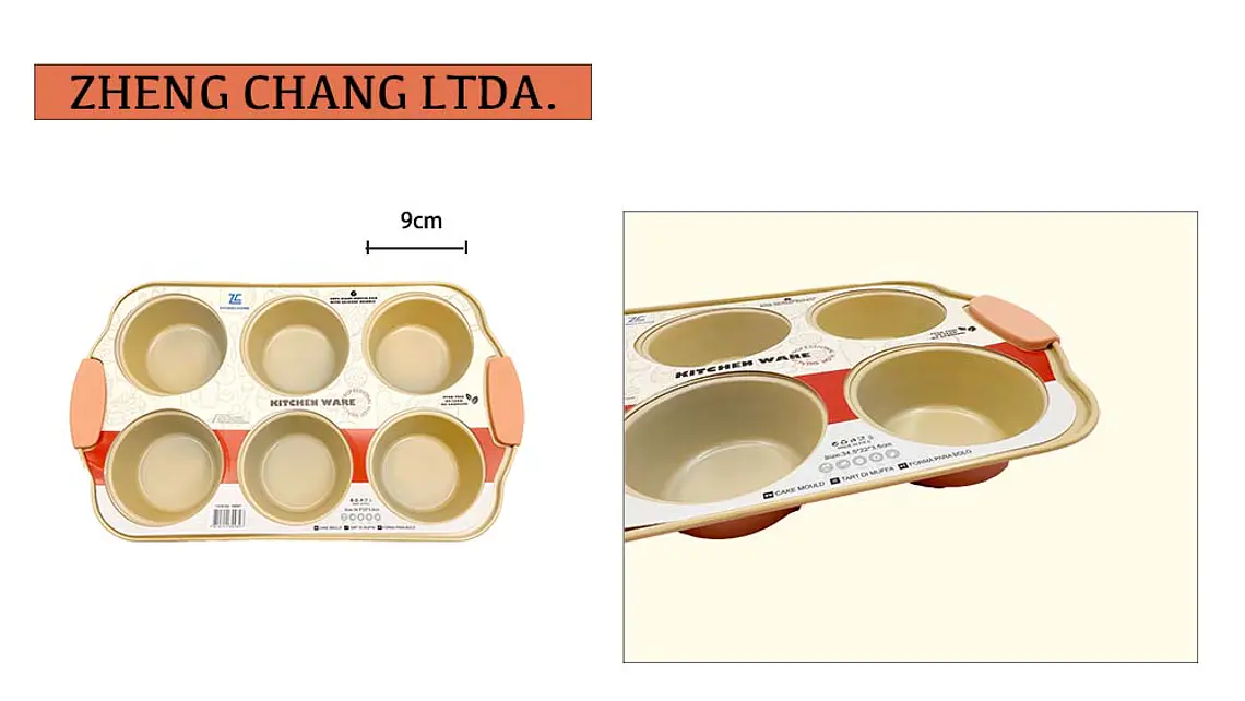 Molde con asas para 6 muffins grandes, cavidades de 9 cm (x6) 1