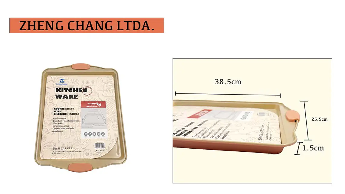 Bandeja plana para horno con asas, 38,5 × 29,5 cm (x12) 1