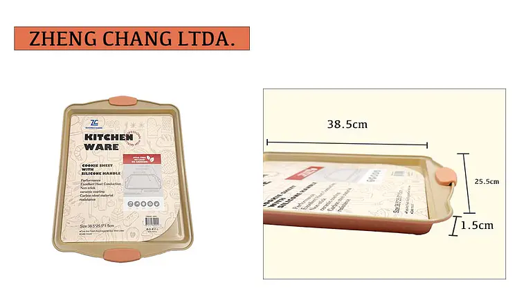 Bandeja plana para horno con asas, 38,5 × 29,5 cm (x12) 1