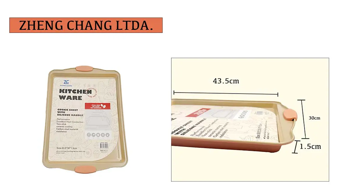 Bandeja plana para horno con asas, 43,5 × 30 cm (x12) 1