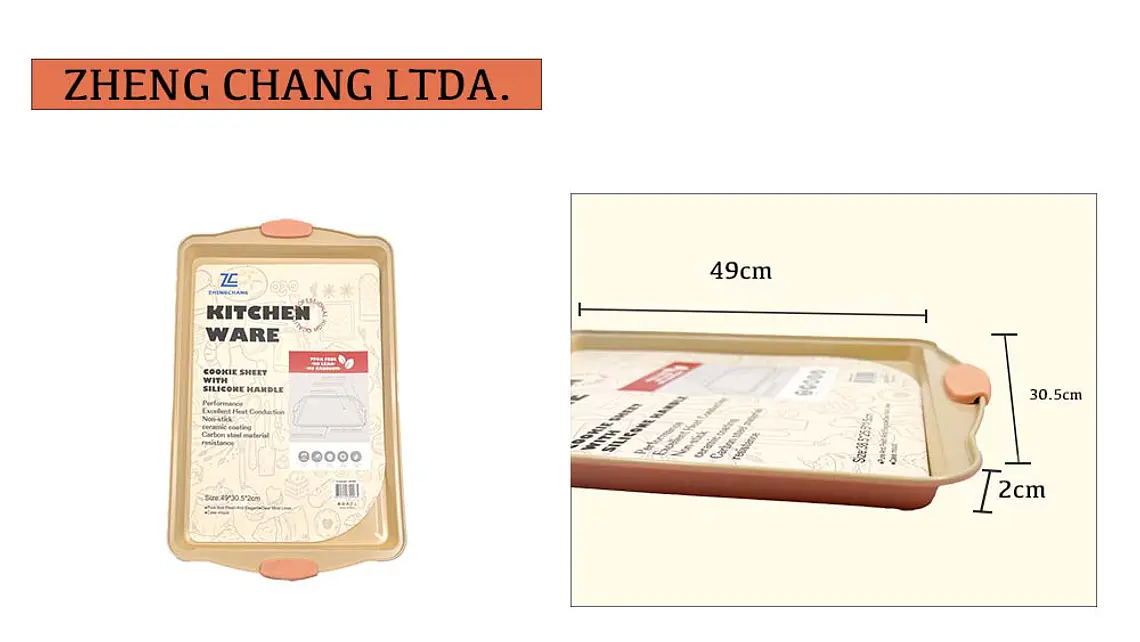 Bandeja plana para horno con asas, 49 × 30,5 cm (x12) 1