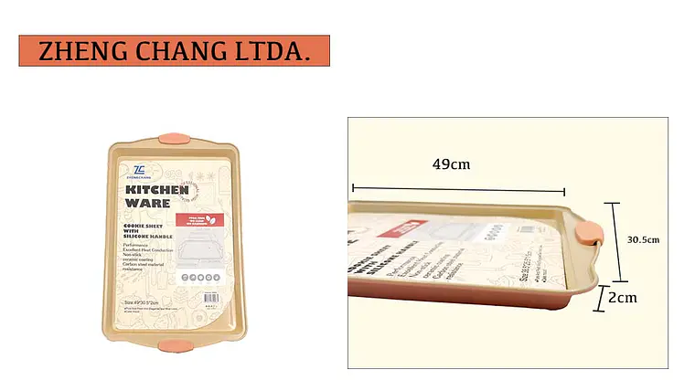 Bandeja plana para horno con asas, 49 × 30,5 cm (x12) 1