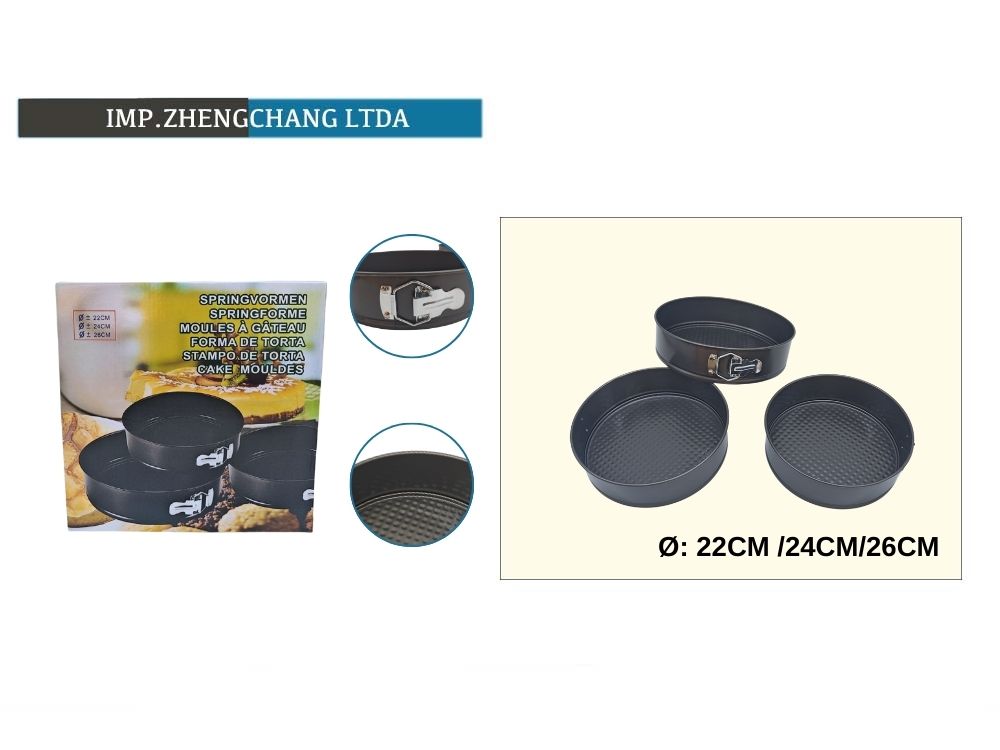 Juego de 3 moldes redondos con cierre, 22, 24 y 26 cm (x3)
