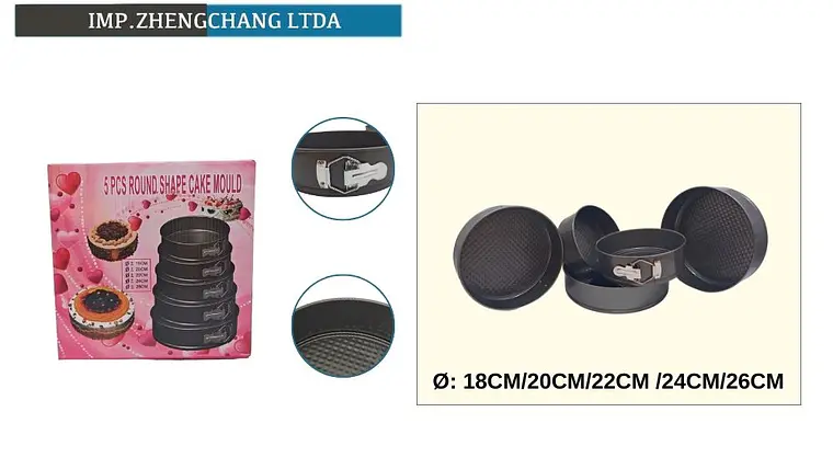 Juego de 5 moldes redondos con cierre, de 18 a 26 cm (x3) 1
