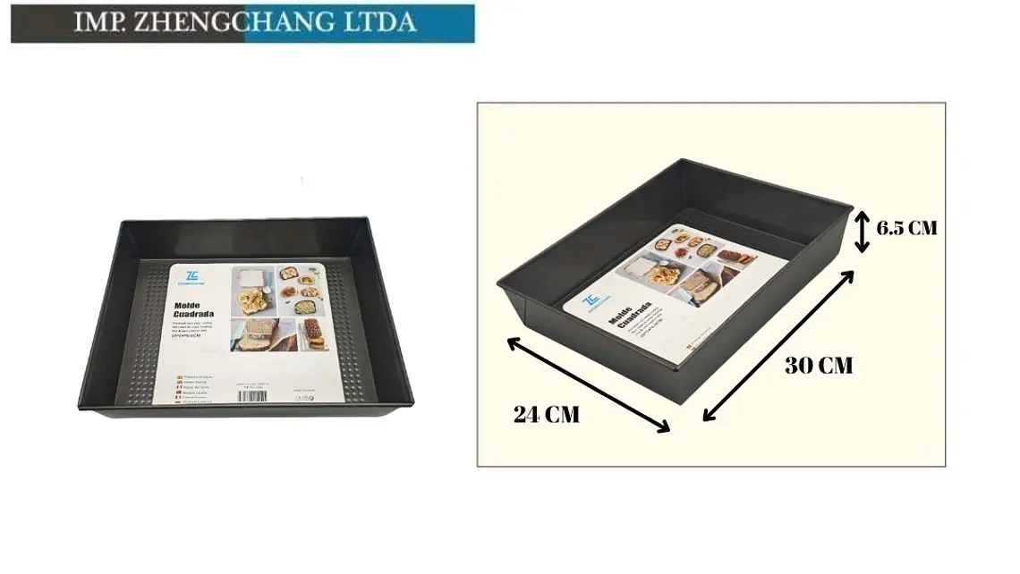 Molde rectangular de hierro para torta, 30 × 21 × 6,5 cm (x12) 1
