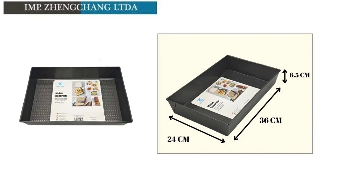 Molde rectangular de hierro para torta, 36 × 21 × 6,5 cm (x12) 1