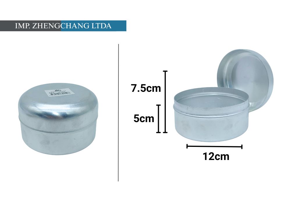 Recipiente redondo de aluminio con tapa, 12 cm (x10)