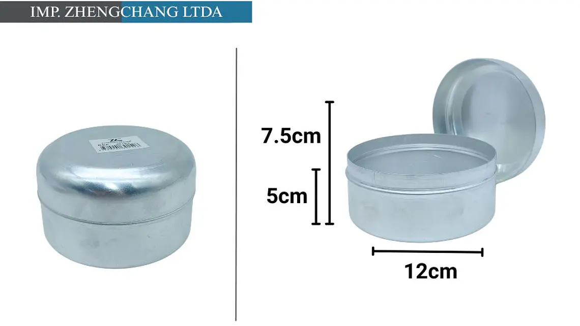 Recipiente redondo de aluminio con tapa, 12 cm (x10) 1
