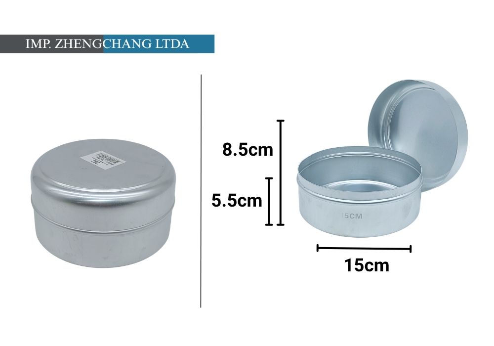 Recipiente redondo de aluminio con tapa, 15 cm (x10)