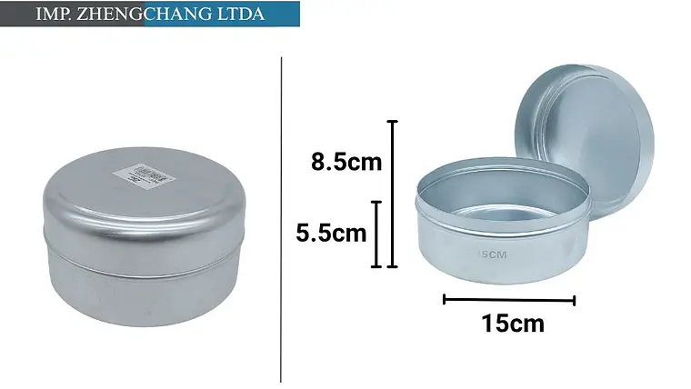 Recipiente redondo de aluminio con tapa, 15 cm (x10) 1