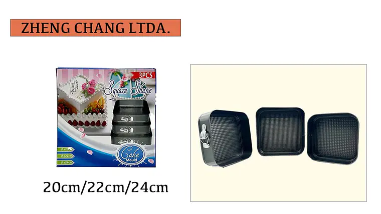 Juego de 3 moldes cuadrados con cierre, 20, 22 y 24 cm (x2) 1