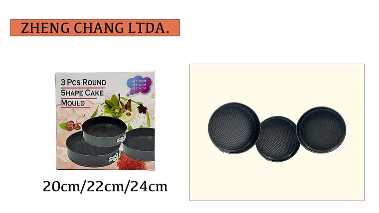 Juego de 3 moldes redondos con cierre, 20, 22 y 24 cm (x2) 1