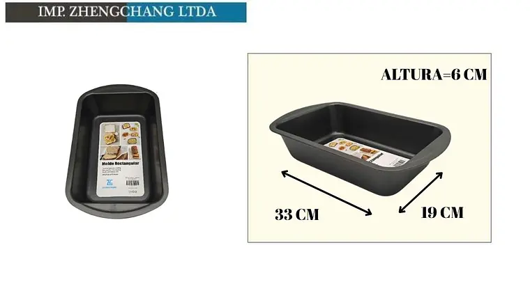 Molde rectangular profundo para pan, 33 × 19 × 6 cm (x12) 1