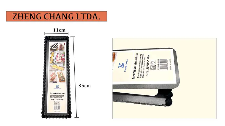 Molde rectangular acanalado con base desmontable, 35 × 11 cm (x10) 1