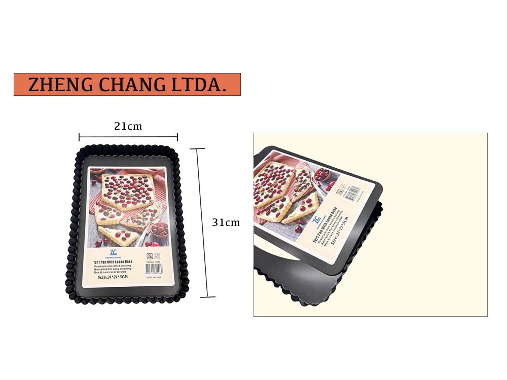 Molde rectangular acanalado con base desmontable, 31 × 21 cm (x12)