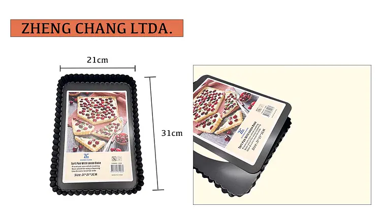 Molde rectangular acanalado con base desmontable, 31 × 21 cm (x12) 1