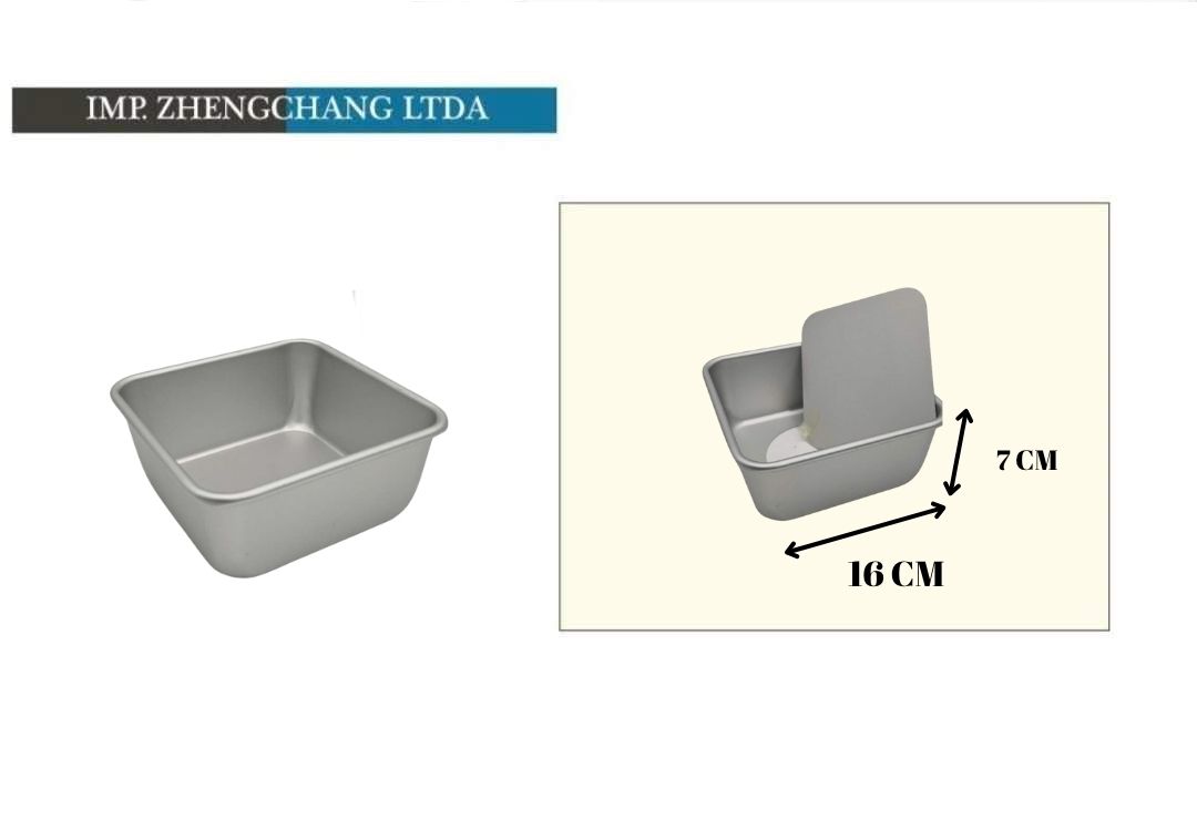 Molde cuadrado de aluminio con base desmontable, 16 cm (x12)