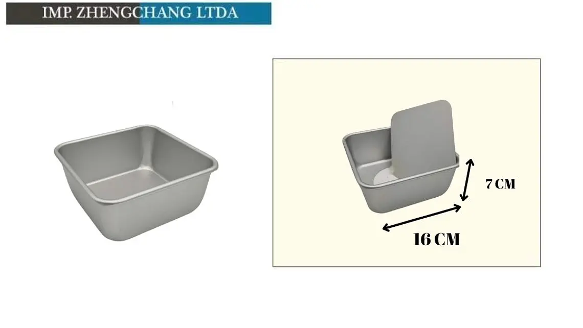 Molde cuadrado de aluminio con base desmontable, 16 cm (x12) 1