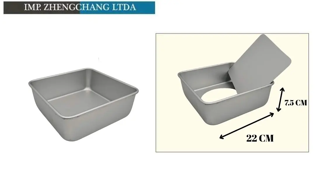 Molde cuadrado de aluminio con base desmontable, 22 cm (x12) 1