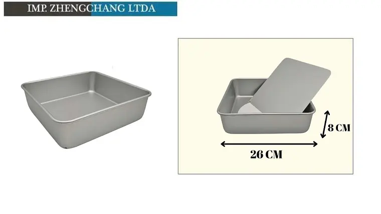 Molde cuadrado de aluminio con base desmontable, 26 cm (x12) 1