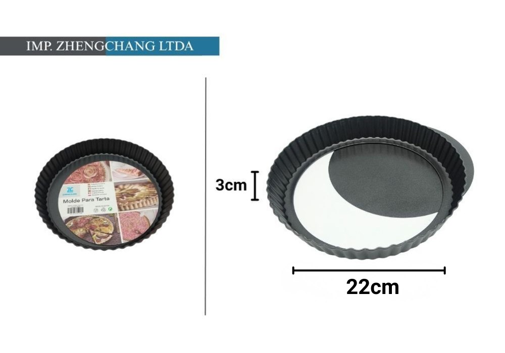 Molde redondo acanalado con base desmontable, 22 cm (x10)