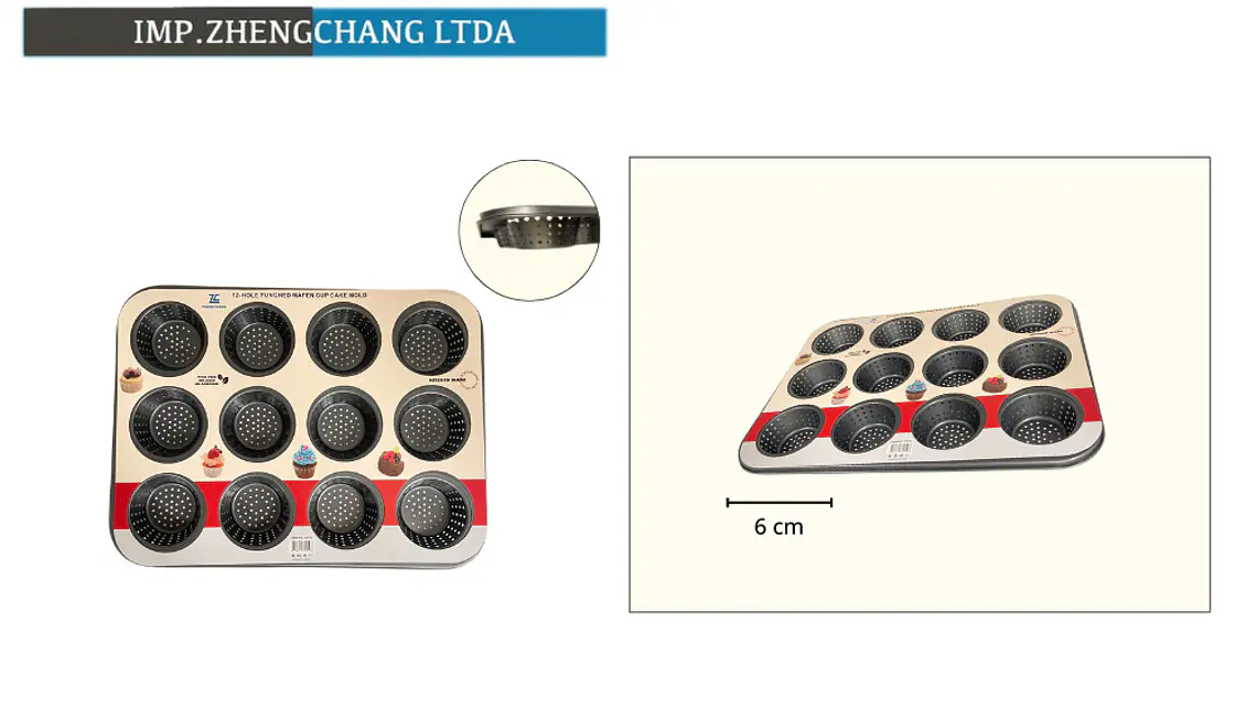 Molde perforado para 12 panes redondos, cavidades de 6 cm (x10) 1