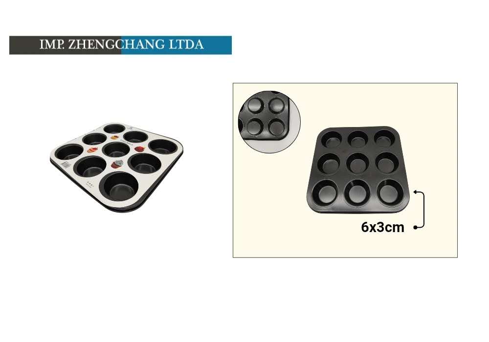 Molde para 9 cupcakes, cavidades de 6 cm (x10)