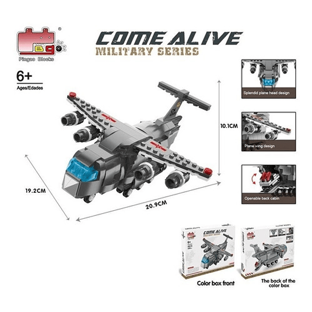 Bloques Tipo Lego Avión De Transporte Militar 358 Piezas 2