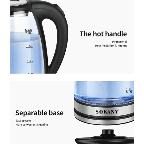 Hervidor De Agua Electrico Sokany Sk-1045 Capacidad 2 Litros 3