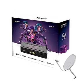 Receptor Satelital SAGA Miuibox + Antena Satelital con LNB 4 salidas +  Cable Coaxial 30 Metros