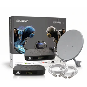 Receptor Satelital Miuibox Ultimate 4K + Antena Satelital con lnb + 2 Cables Coaxial de 20m  *incluye 1 año de IPTV*