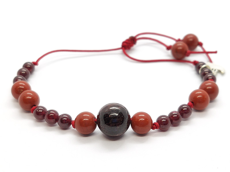 Pulsera Frecuencia Rojo -Granate, Jaspe Rojo