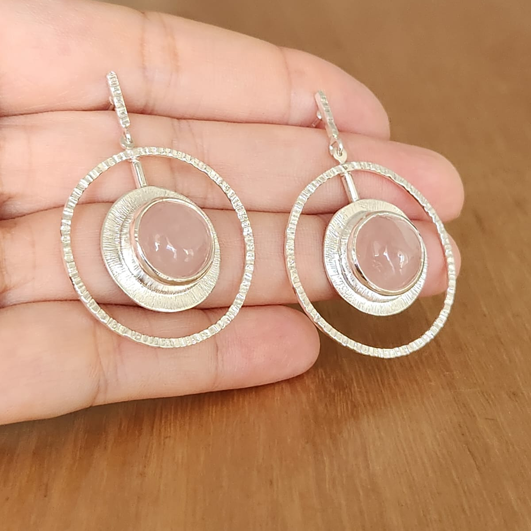 Aretes Cuarzo Rosa Plata925 2