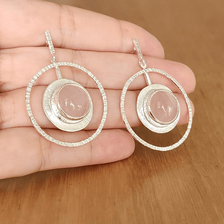 Aretes Cuarzo Rosa Plata925 2