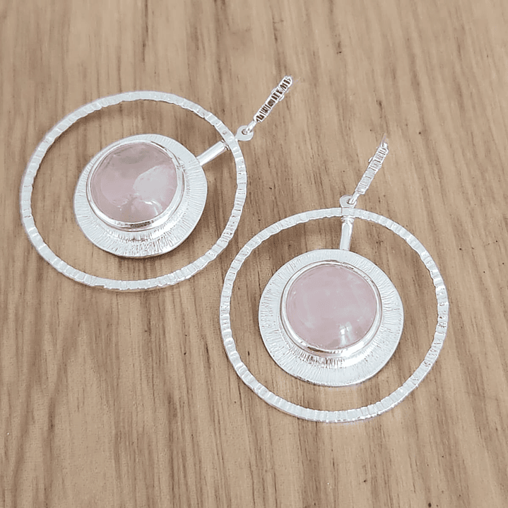 Aretes Cuarzo Rosa Plata925 1
