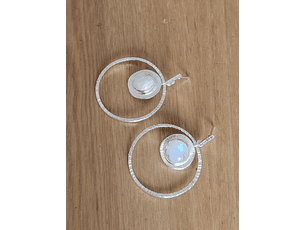 Aretes Piedra Luna Arcoíris Plata925