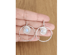Aretes Piedra Luna Arcoíris Plata925