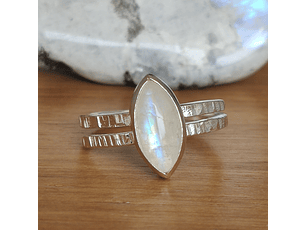 Anillo Piedra Luna Arcoíris Plata925