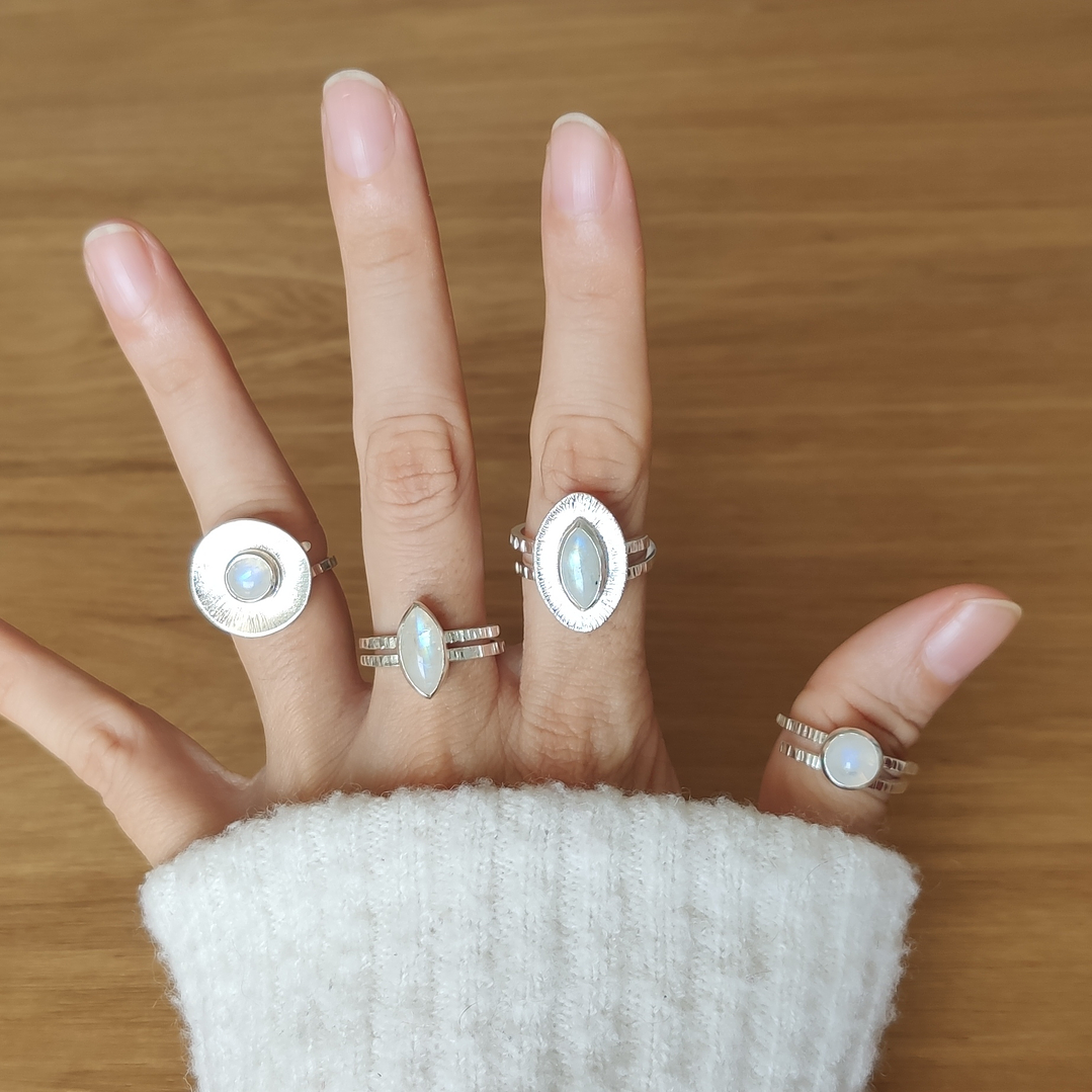 Anillo Piedra Luna Arcoíris Plata925 2