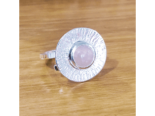 Anillo Cuarzo Rosa Plata925 martillado