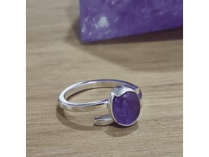  Anillo  con Amatista plata 925- ovalado