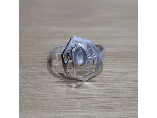 Anillo Labradorita plata 925- geometría