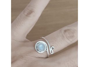 Anillo Piedra Luna Arcoíris Plata925 - Línea fluida