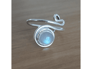 Anillo Piedra Luna Arcoíris Plata925 - Línea fluida