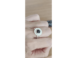 Anillo Ónix plata 925-Martillado