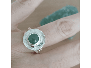 Anillo Aventurina plata 925-- Martillado