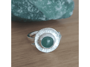 Anillo Aventurina plata 925-- Martillado