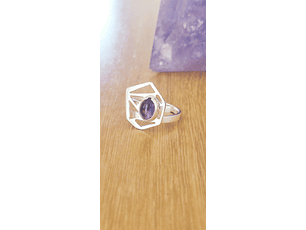  Anillo  con Amatista plata 925- Geometría 